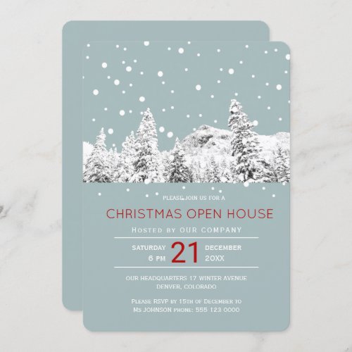 Modern winter wonderland Christmas open house Invitation
