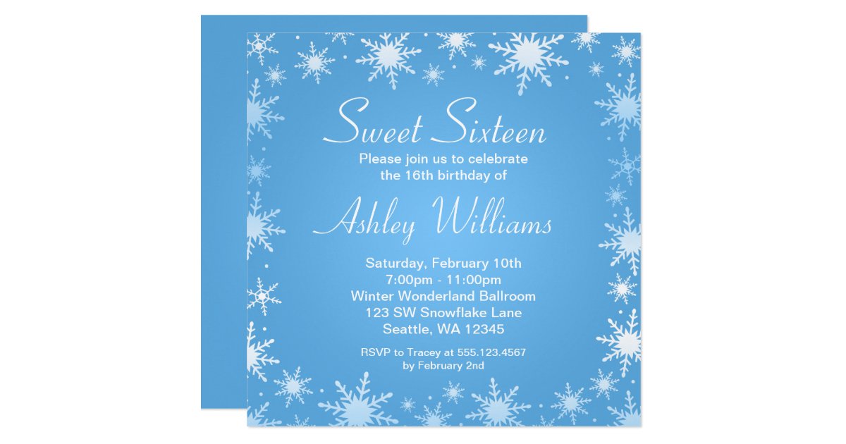 Modern Winter Wonderland Sweet 16 Birthday Party Invitation