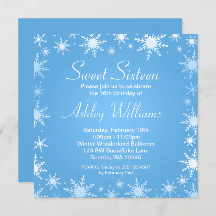 Modern Winter Wonderland Sweet 16 Birthday Party Invitation | Zazzle