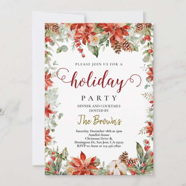 Modern winter wood branches Christmas Invitation (Front)