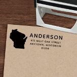 Modern WISCONSIN State Shape Return Address Self-inking Stamp<br><div class="desc">This modern self-inking return address stamp features a Wisconsin state shape, your name, and your address. This self-inking return address stamp would make a wonderful birthday or holiday gift for anyone. It's also very convenient for envelopes any time of the year. Simple customize it with your info and select your...</div>