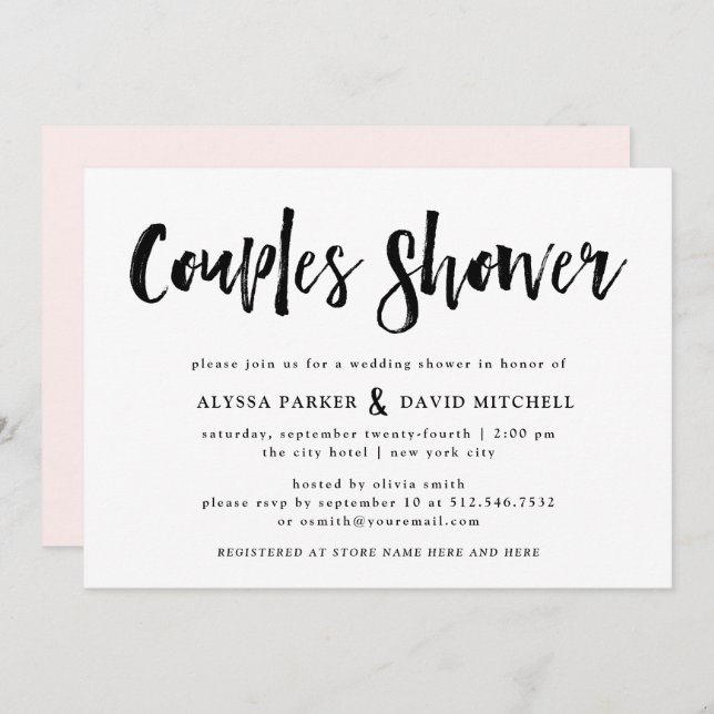 Modern Wish | Black and White Couples Shower Invitation (Front/Back)
