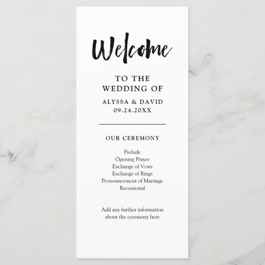 Modern Wish Black And White Wedding Program Zazzle Com