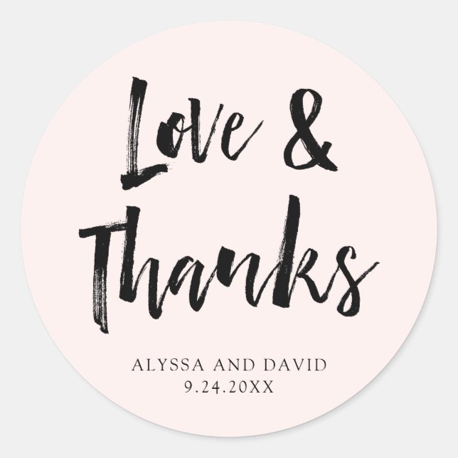 Modern Wish | Blush Pink Wedding Classic Round Sticker (Front)