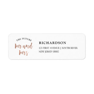Modern Wish Faux Rose Gold Future Mr and Mrs Label