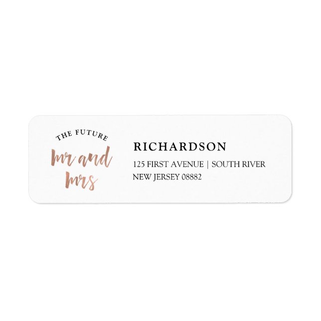 Modern Wish | Faux Rose Gold Future Mr and Mrs Label (Front)