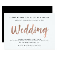Modern Wish | Faux Rose Gold Wedding Invitation