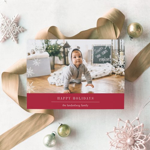 Modern Wish Holiday Photo Card w Editable Message