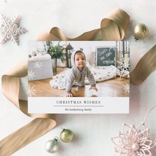 Modern Wish Holiday Photo Card w Editable Message