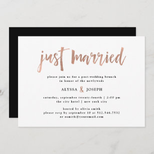 Modern Wish   Just Married Post Wedding Brunch Invitation