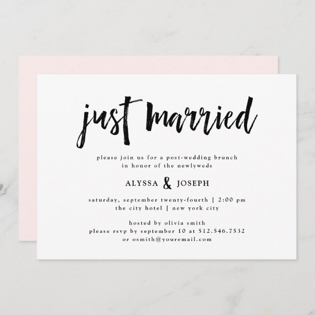 Modern Wish | Just Married Post Wedding Brunch Invitation (Front/Back)