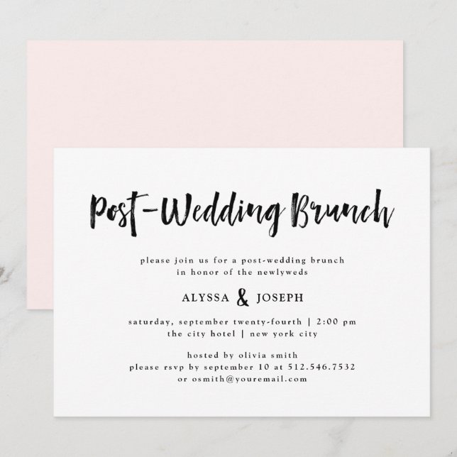 Modern Wish | Post Wedding Brunch Black and White Invitation (Front/Back)