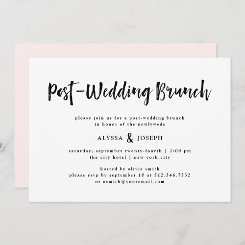 Modern Wish  Post Wedding Brunch Black and White Invitation