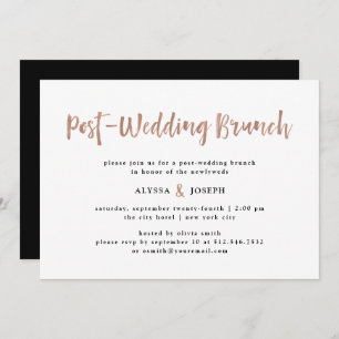 Modern Wish Post Wedding Brunch Faux Rose Gold Invitation
