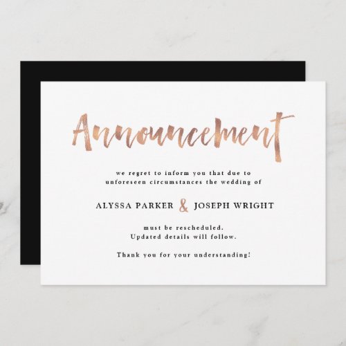 Modern Wish  Wedding Cancellation or Postponement Invitation