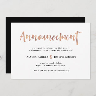 Modern Wish Wedding Cancellation or Postponement Invitation