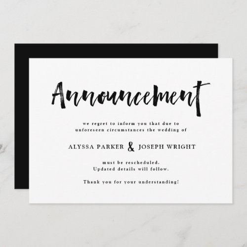 Modern Wish  Wedding Cancellation or Postponement Invitation