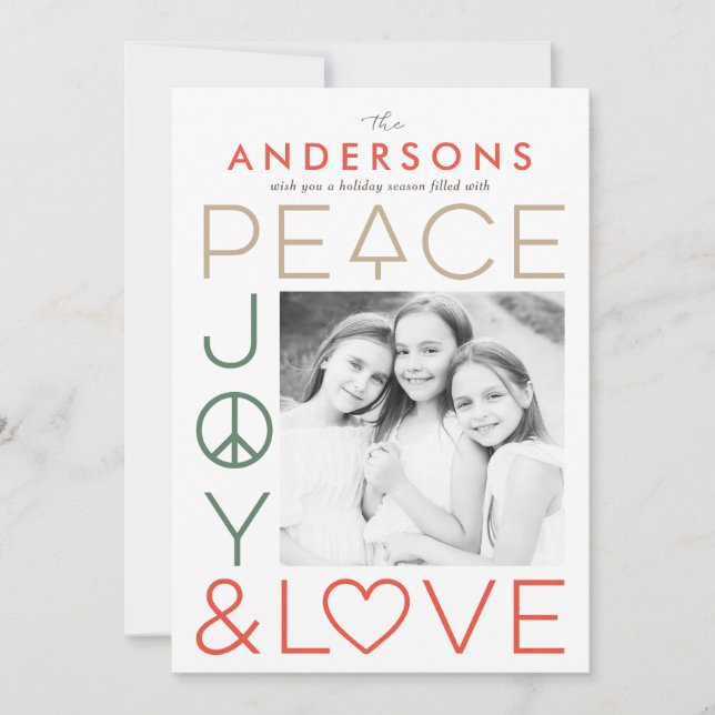 Modern Wishes EDITABLE COLOR Holiday Photo Card (Front)