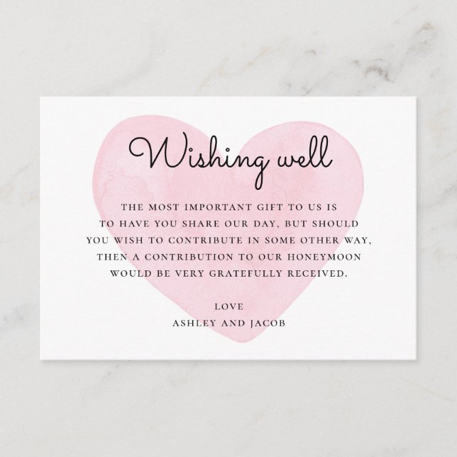 Modern wishing well. Pink heart. Wedding inserts (Front)