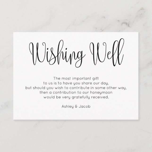 Modern wishing well simple. Script Wedding inserts (Front)