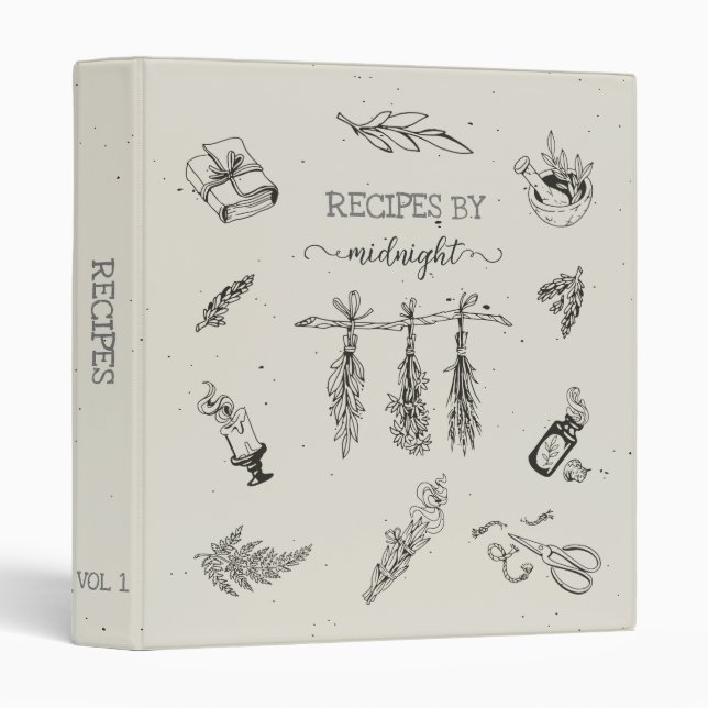 Modern Witch Kitchen Herbs Spell Recipe  3 Ring Binder (Front/Spine)
