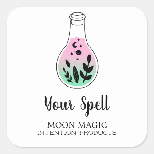 Modern Witchcraft White And Neon Spell Jar Square Sticker