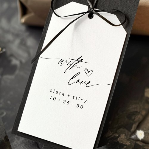 Modern WIth Love Elegant Script Heart Wedding  Gift Tags