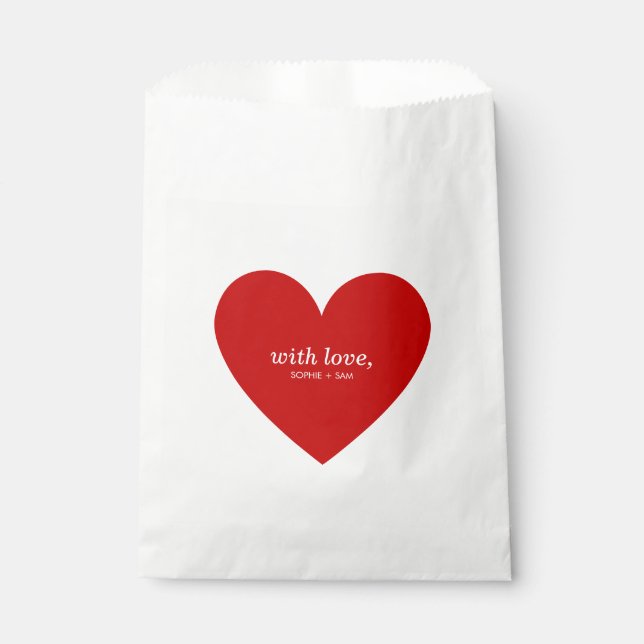 Modern With Love Red Heart Favor Bag (Front)