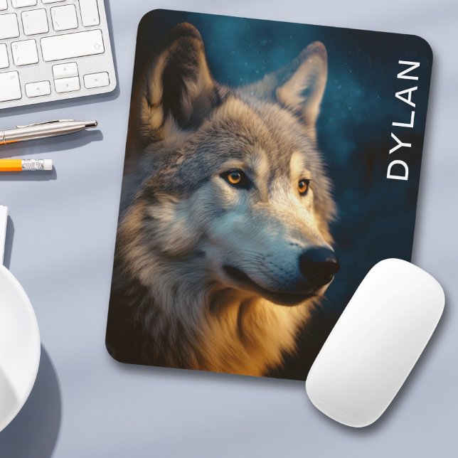 Modern Wolf Close-up Mouse Pad (Creator Uploaded)