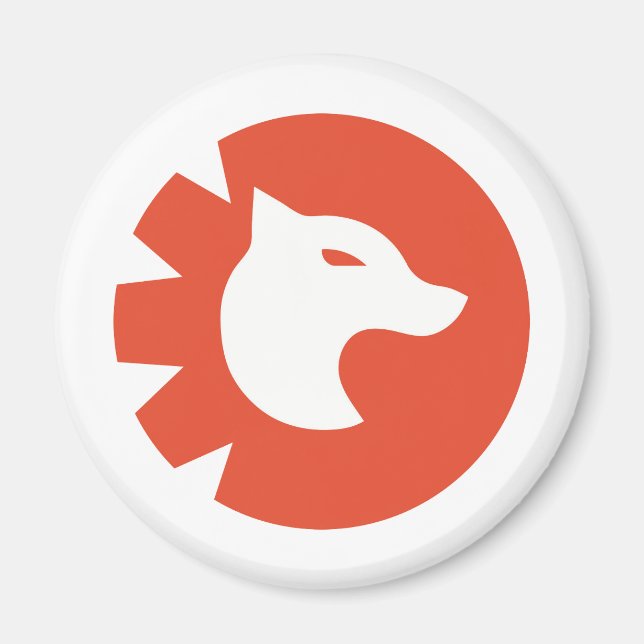 Modern Wolf Emblem Button Wolf Head in Red Circle Magnet (Front)