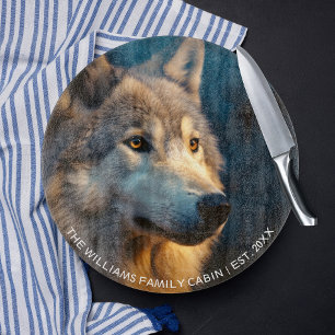 Modern Wolf Lover Personalized  Cutting Board