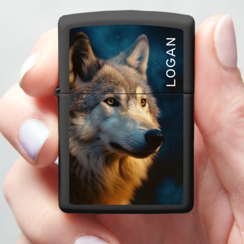 Modern Wolf Lover Personalized Zippo Lighter