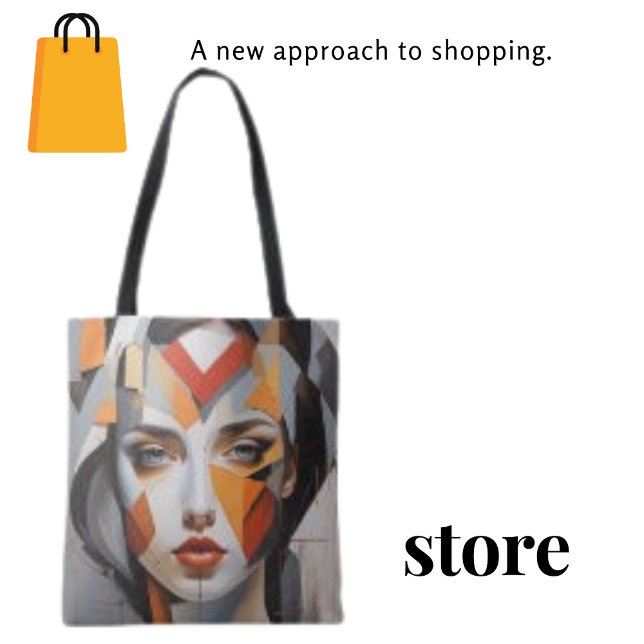 Modern Woman Abstract Geometric Painting Tote Bag (Creator Uploaded)