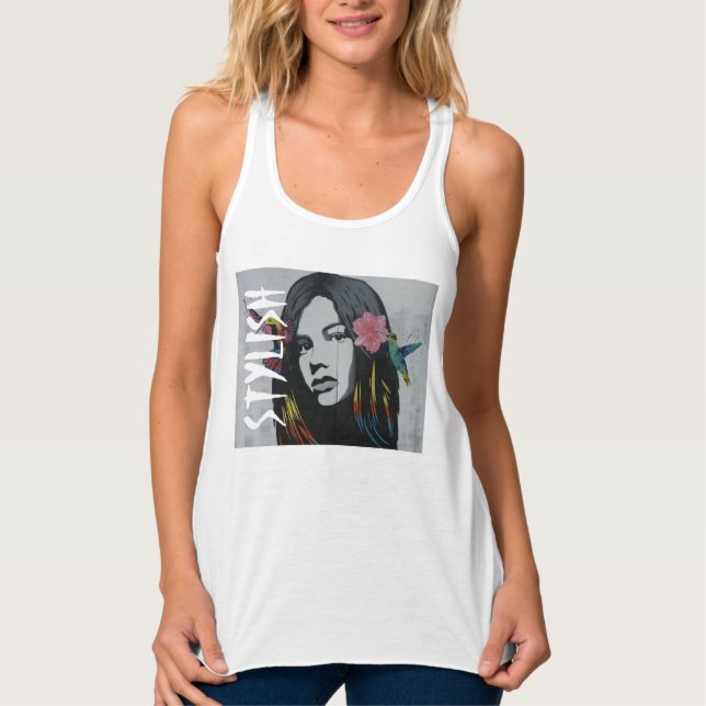 Modern woman art cute lady painting girlfriend tank top (Front)