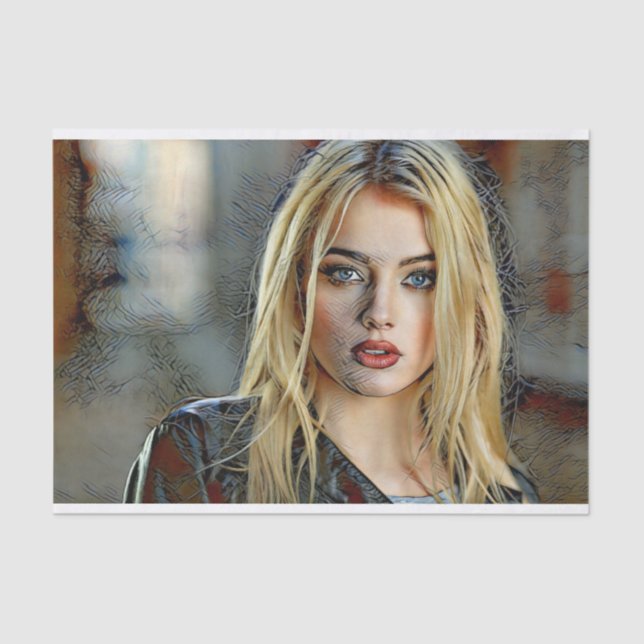 Modern Woman Half Illustration Tissue Paper (Front)