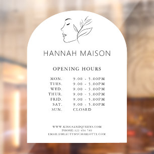 Modern, Woman Logo, Opening Hours  Window Cling