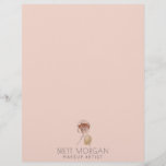 Modern Woman Makeup Artist Blush Pink  Letterhead<br><div class="desc">A simple unique modern woman line art drawing makeup artist business letterhead. Simple elegant line drawing with abstract painted shapes. See the full collection of matching materials for this design at: https://www.zazzle.com/collections/simple_woman_abstract_makeup_artist-119107400353837258?rf=238893460064333233</div>