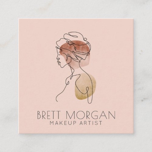 Modern Woman Makeup Artist Blush Pink Square Business Card