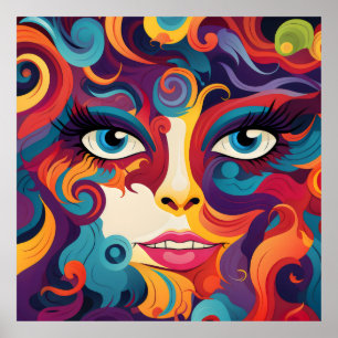 Modern Woman Vibrant Whirl of Emotions Poster
