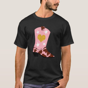 Modern Women Pink Cowgirl Western Boot T-Shirt