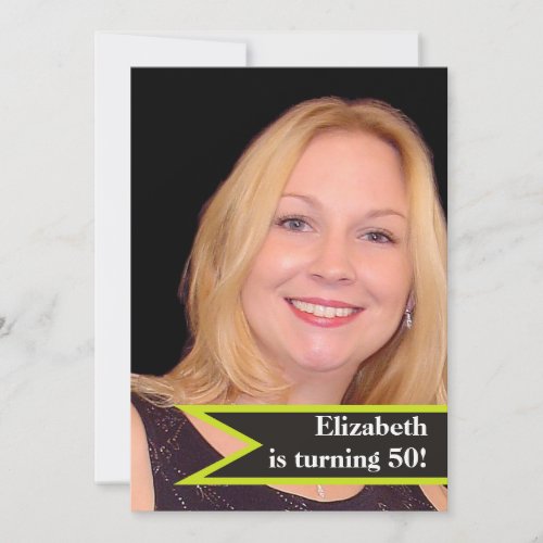 Modern womenÃ¢â‚¬â„¢s 50th birthday simple photo custom invitation
