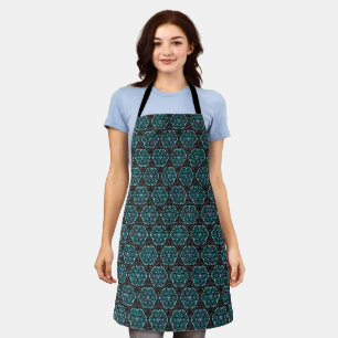  Modern Women's Fancy Black White Teal Dot Art Apron