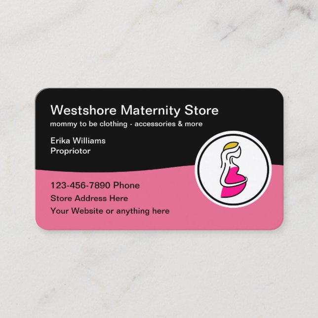 Modern Women's Maternity Store Retail  Business Card (Front)