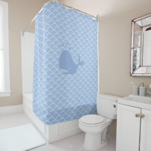 Modern Wondrous Blue Whale Shower Curtain