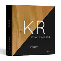 modern wood & black custom subject, monogrammed 3 ring binder modern wood & black custom subject, monogrammed 3 ring binder