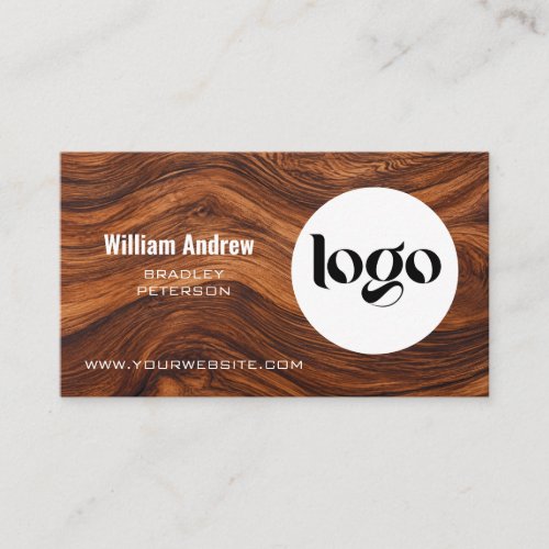 Modern Wood Carpentry Logo QR Code Business Card