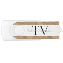 Modern Wood Chevron Monogram Flash Drive