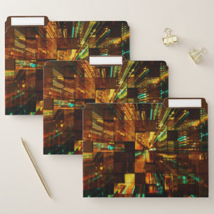 Modern Wood City Night Lights File Folder