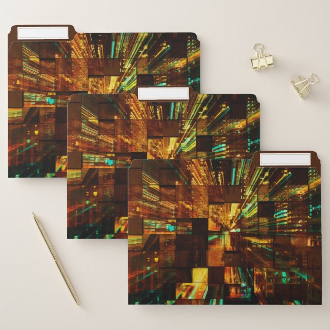 Modern Wood City Night Lights File Folder (Set)