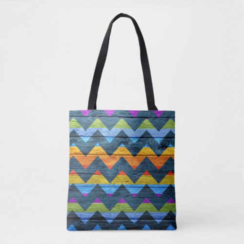 Modern Wood Colorful Chevron Pattern 11 Tote Bag